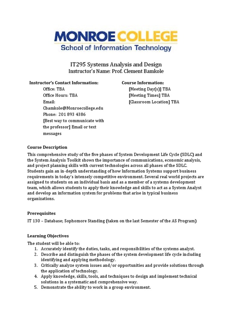 Systems Analysis Course Guide | PDF | Use Case | Databases
