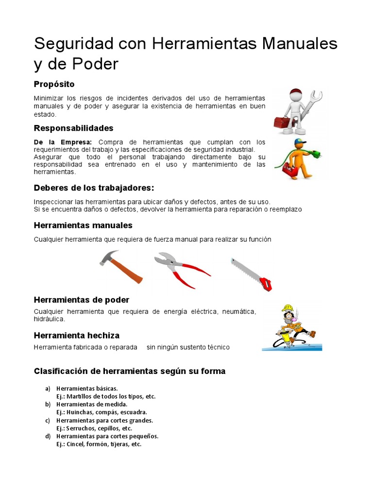 Seguridad Con Herramientas Manuales y de Poder | PDF | Herramientas