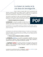 Indicadores A Tomar en Cuenta en La Generación de Ideas de Investigación