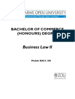 Business Law II: Bachelor of Commerce (Honours) Degree