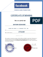 Shyam Kishore Winning Certificate