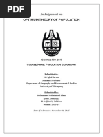 Optimum Theory of Population: An Assignment On