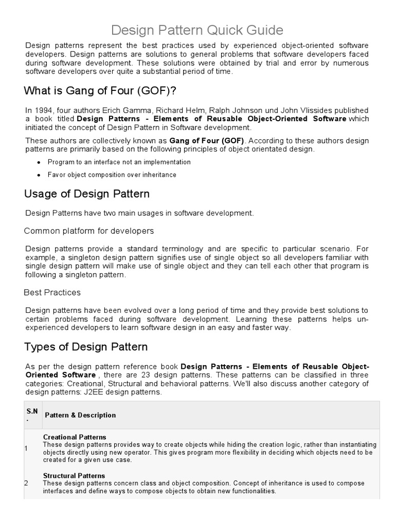 Design Patterns Tutorialspoint | PDF | Class (Computer Programming ...