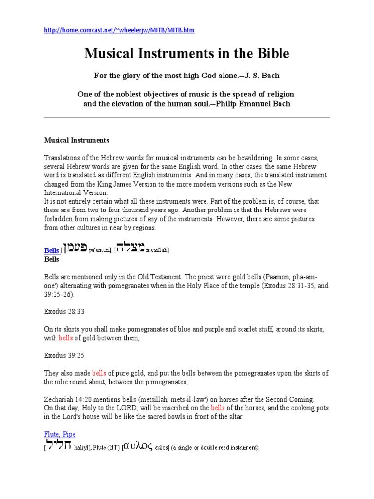 Musical Instruments in The Bible by Wheeler PDF New International