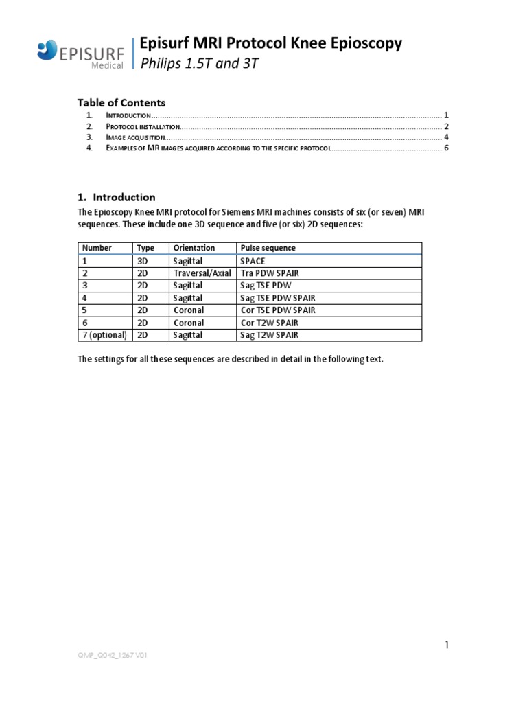 Knee MRI Protocol for Philips Systems | PDF | Field Of View | Magnetic ...