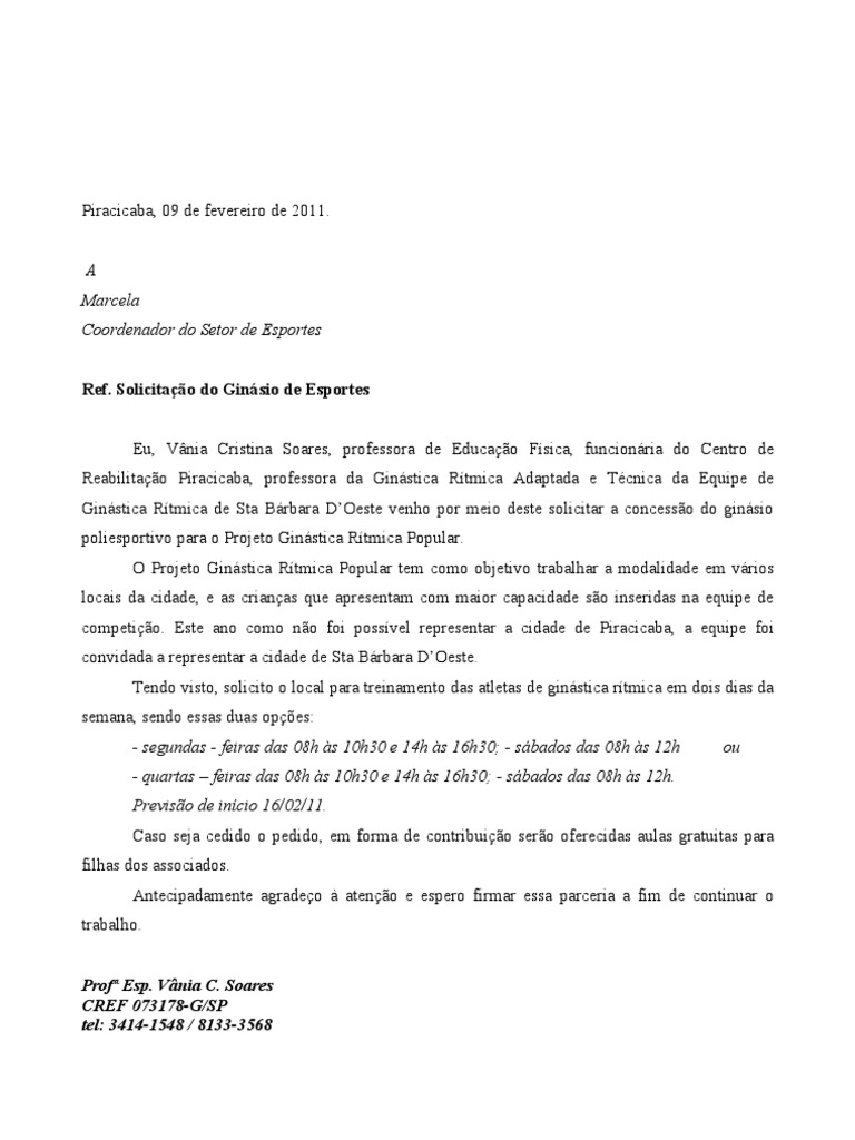 Oficio de Solicitacao ginasio