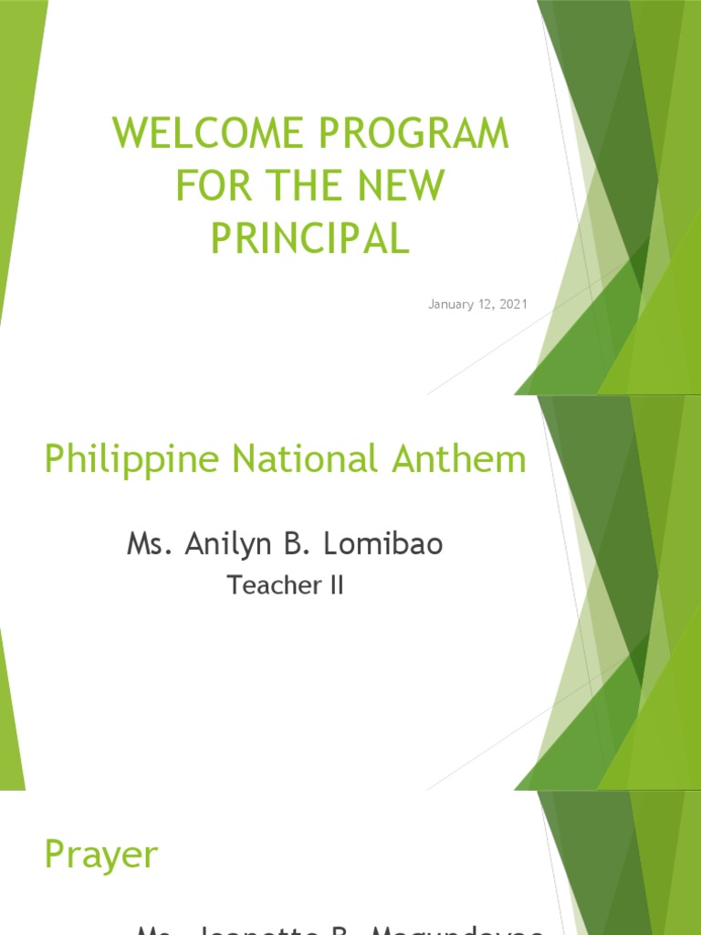 Welcome Program for New Principal | PDF