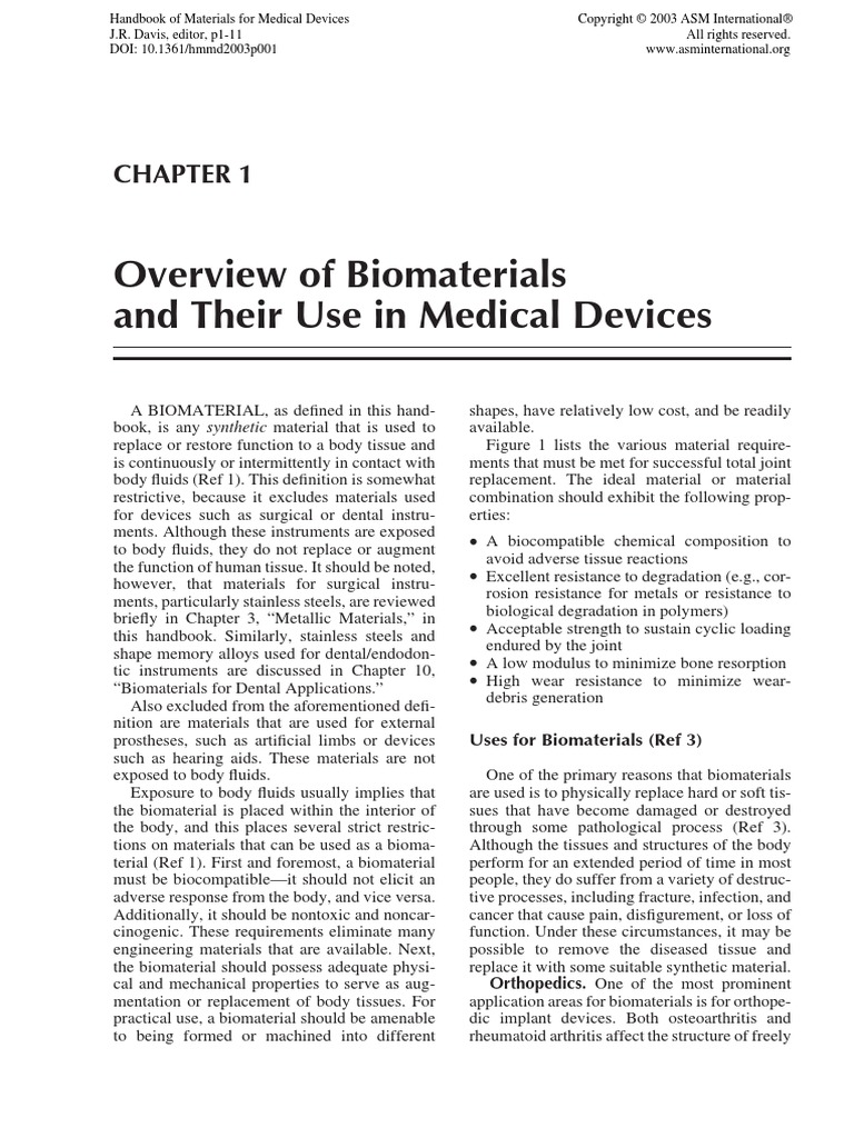 Handbook of Materials For Medical Devices | PDF | Artificial 
