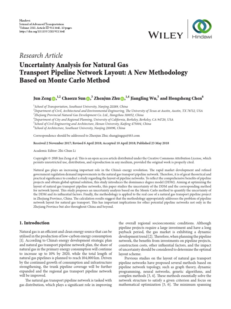 Uncertainty Analysis For Natural Gas Transport Pipeline Network Layout ...