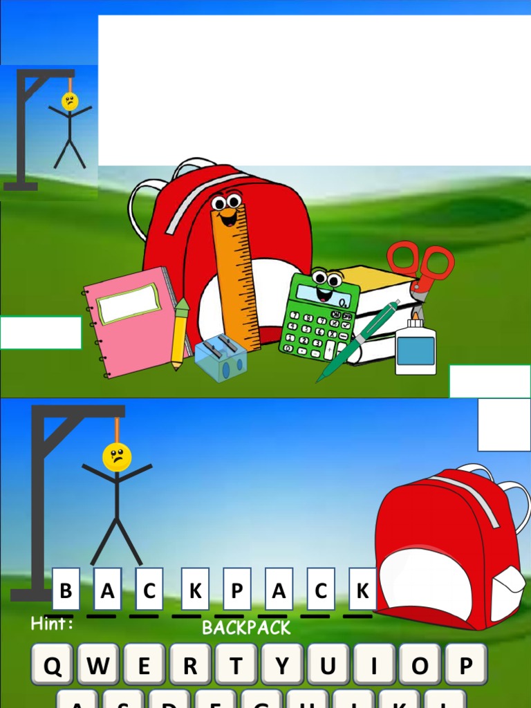 School Supplies Hangman Game Rules Start PDF Linguistics Human