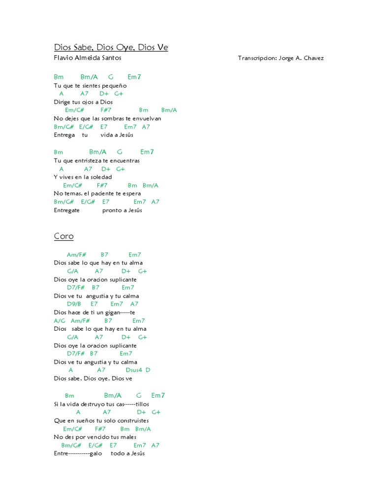 Dios Sabe, Oye y Ve: Letra y Acordes | PDF