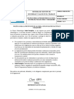 Política para La Prevención de Alcohol y Consumo