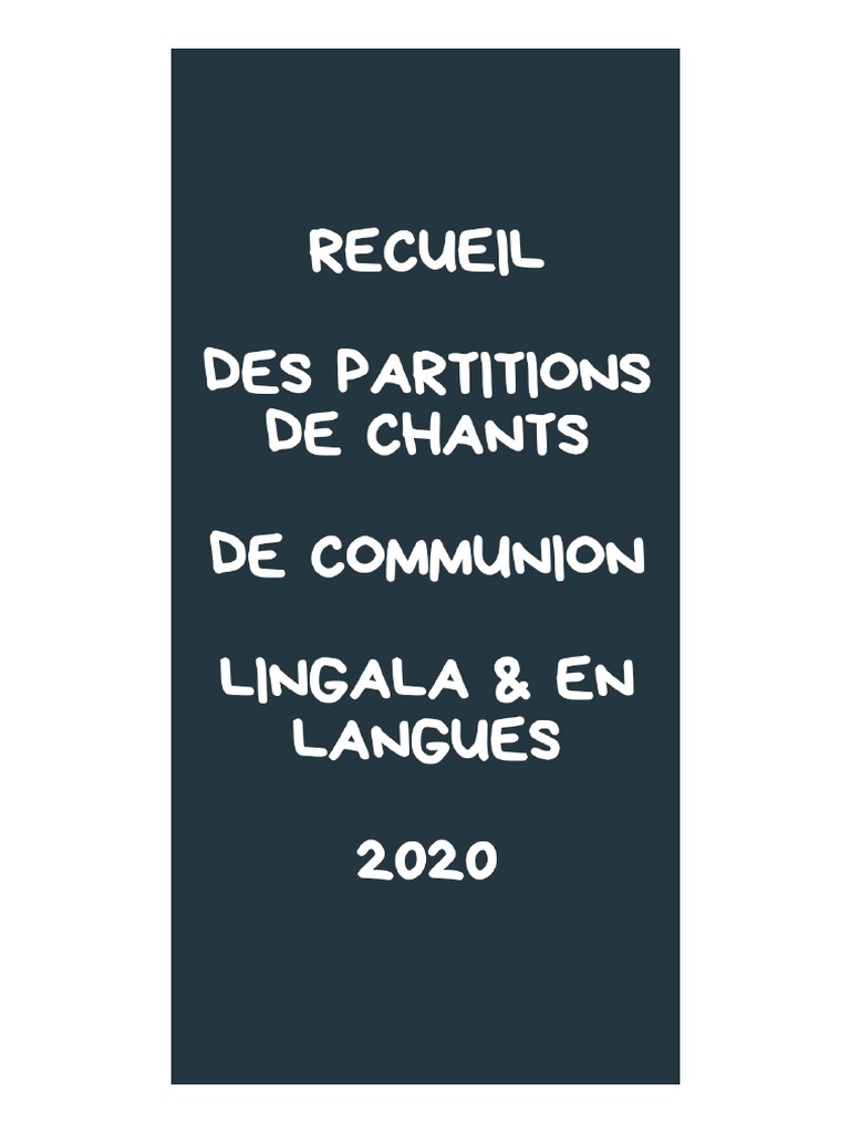 Je Vous Salue Marie En Lingala Recueil - Partitions - Chants de Communion - Lingala & en Langues - 2020 |  PDF | Business