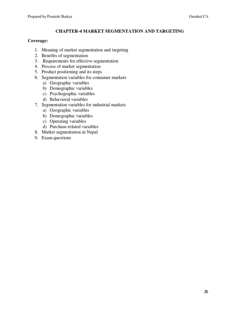 Chapter 4-Market Segmentation and Targeting | PDF | Market Segmentation ...
