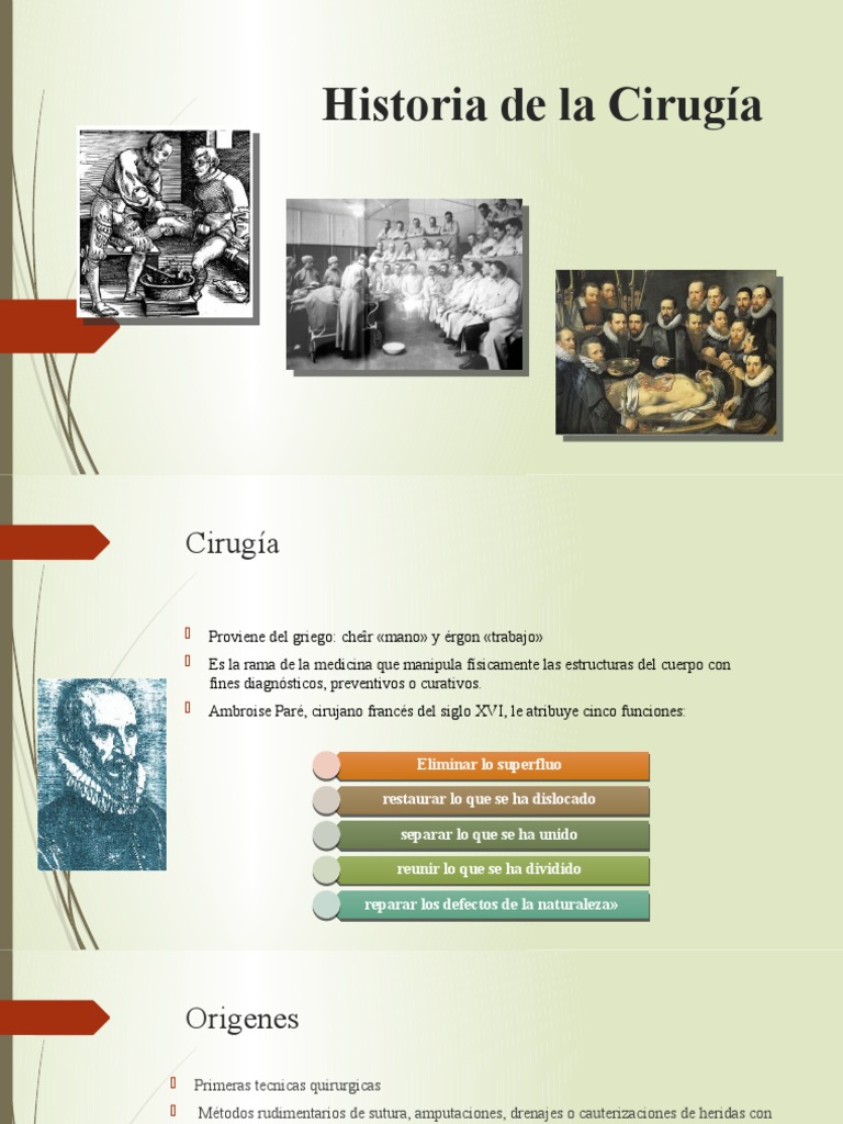 Historia de la Cirugía PDF Cirugía Especialidades Medicas