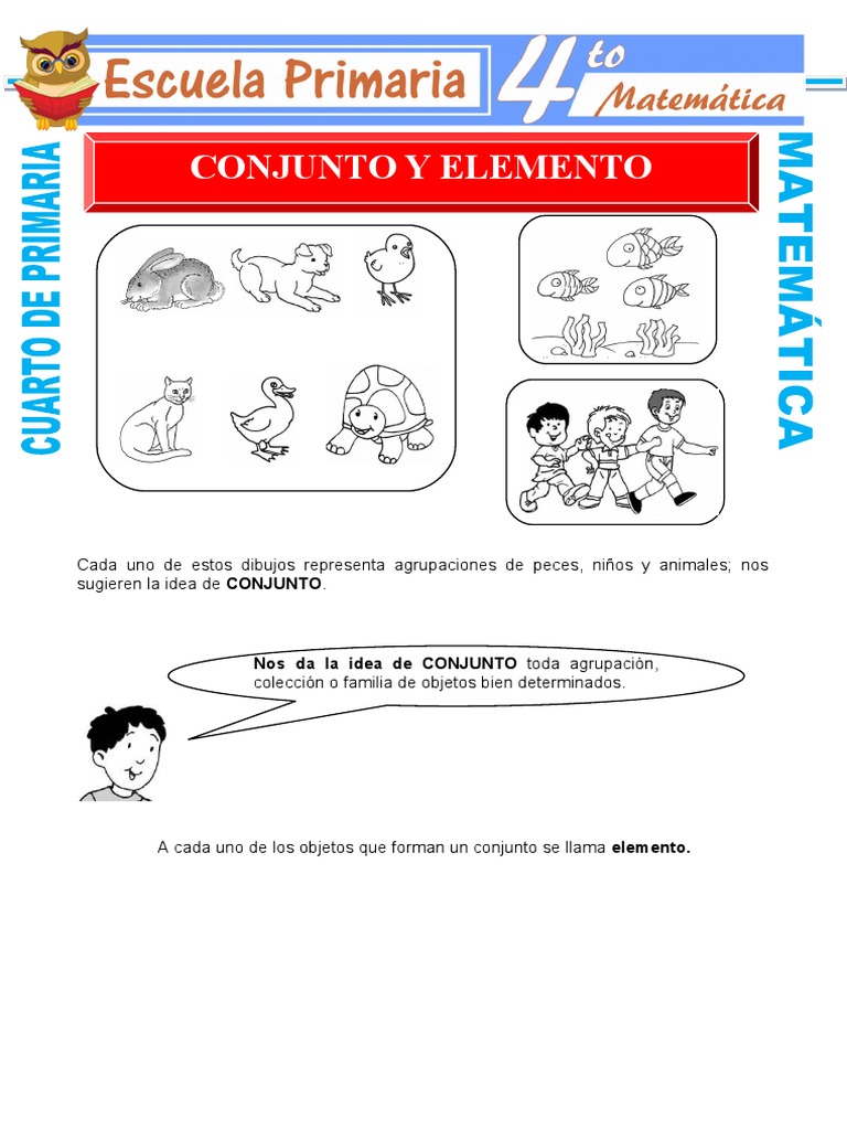 Conjunto y Elemento para Cuarto de Primaria | PDF