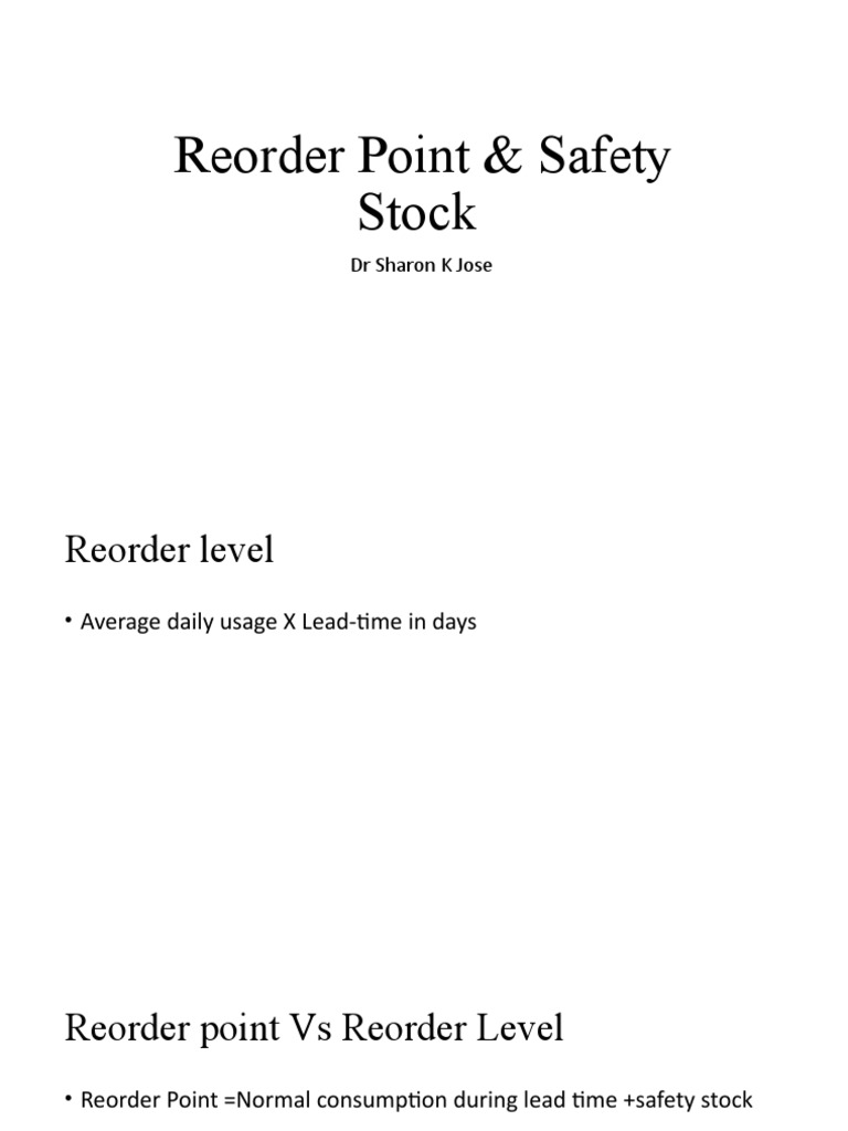 Reorder Point Safety Stock Pdf