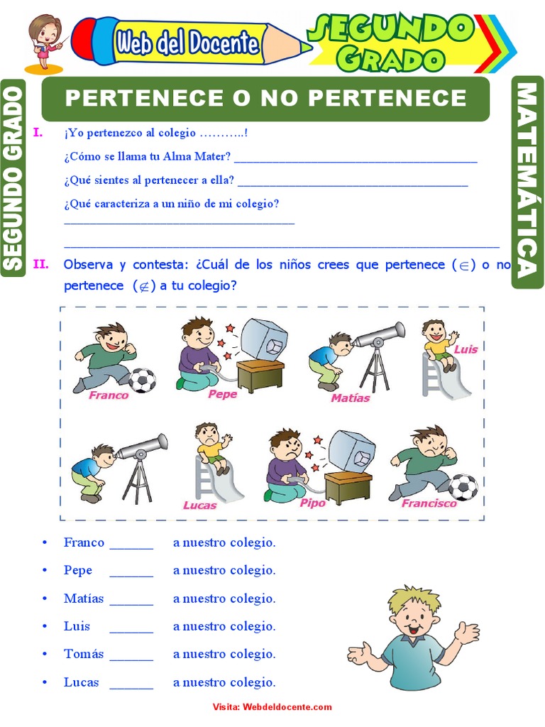 Pertenencia de Conjuntos para Segundo Grado de Primaria | PDF