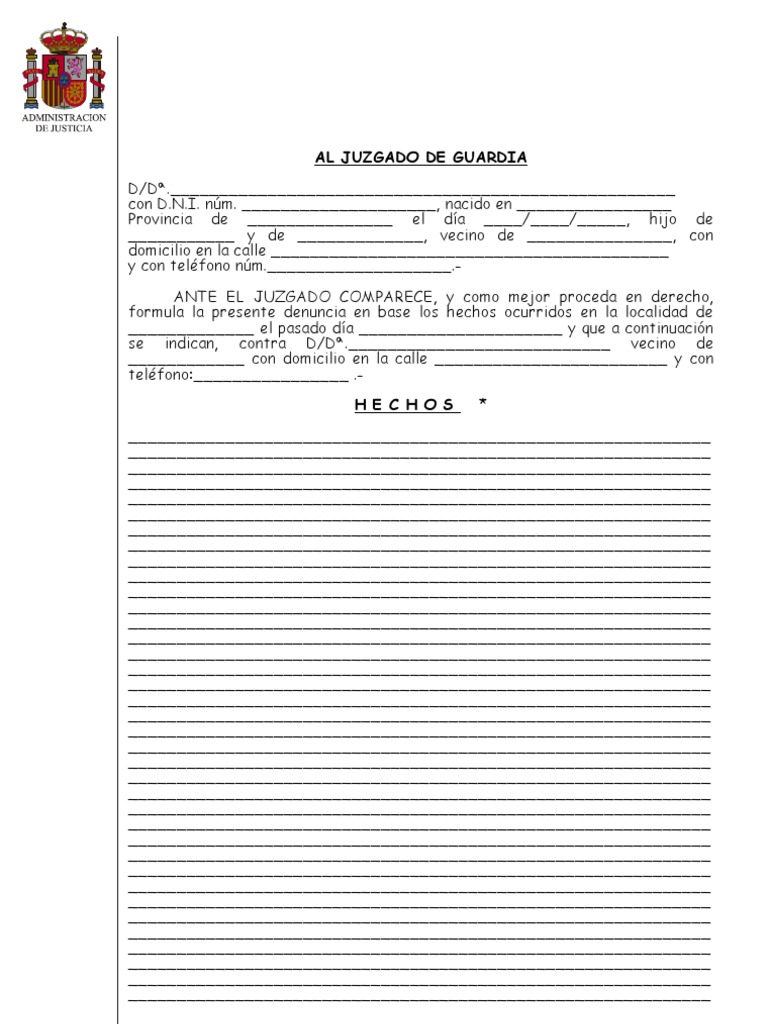 Modelo De Denuncia Juzgado De Guardia vrogue.co