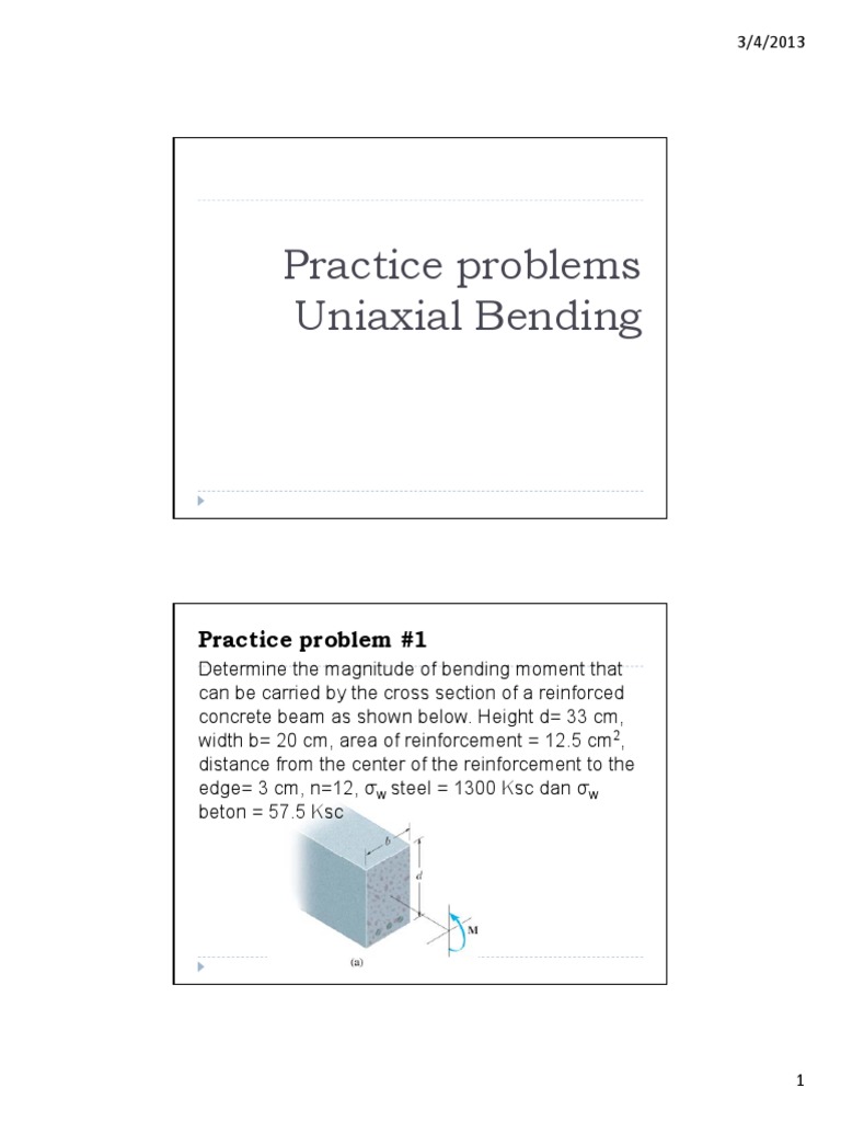 Uniaxial Bending Practice Problems | PDF | Bending | Beam (Structure)