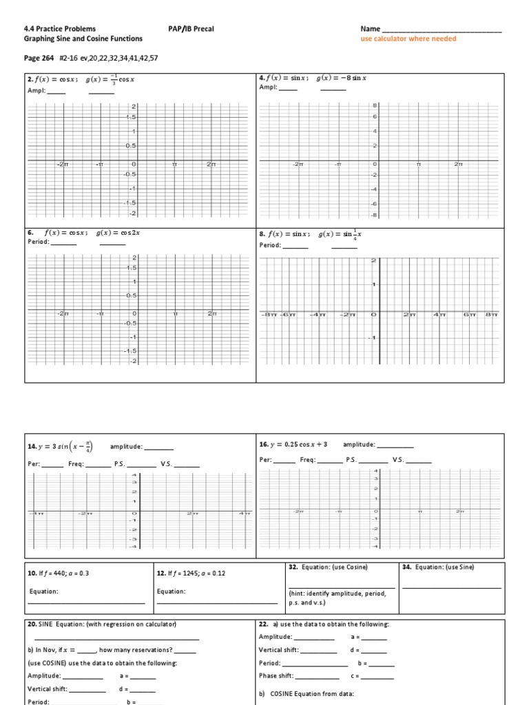 Graphing Sine and Cosine Functions | PDF | Trigonometric Functions | Sine