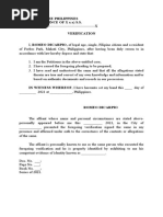Republic of The Philippines City and Province of X X X) S.S. X - X Verification