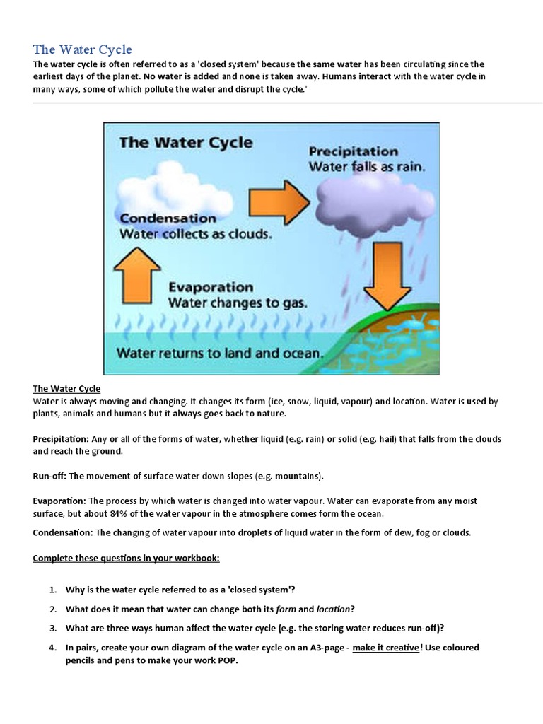 Understanding the Water Cycle for Kids | PDF | Home & Garden | Science ...