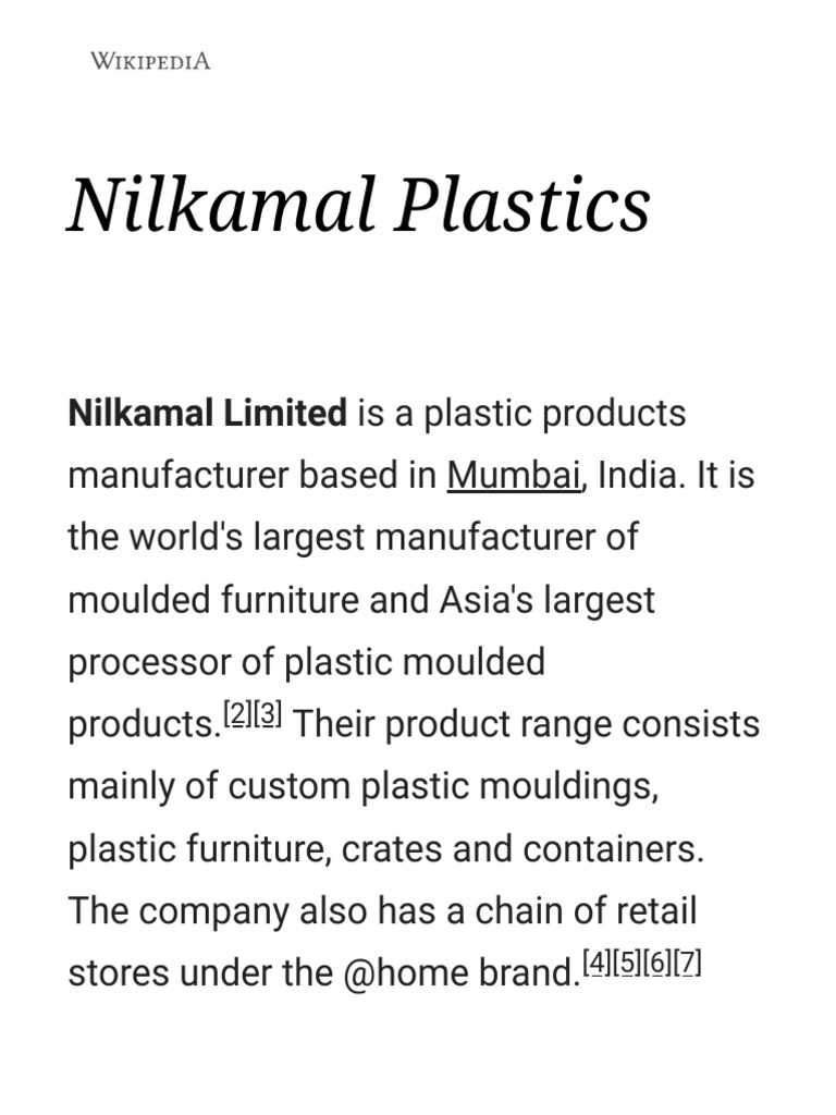 Nilkamal Plastics Wikipedia PDF Economy Of India Economies