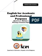 English For Academic and Professional Purposes: Quarter 2 - Module 3 Writing A Position Paper