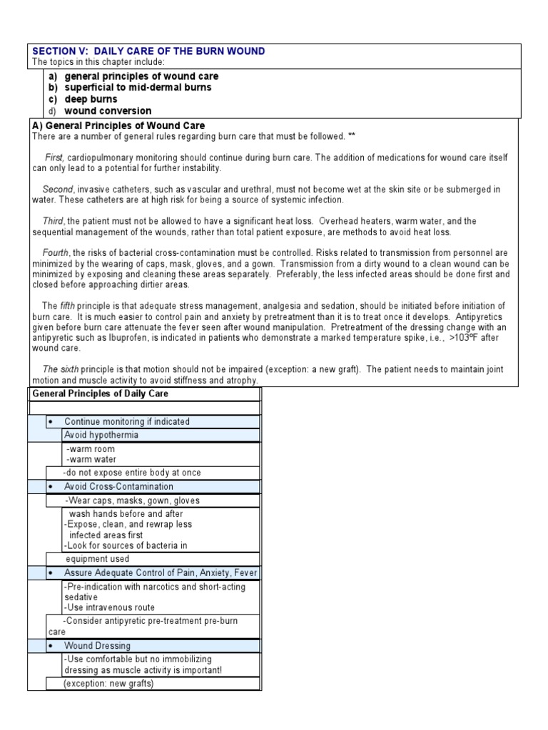 A) General Principles of Wound Care B) Superficial To Mid-Dermal Burns ...