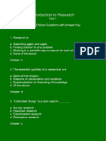 MCQs Unit 1 Introduction To Research