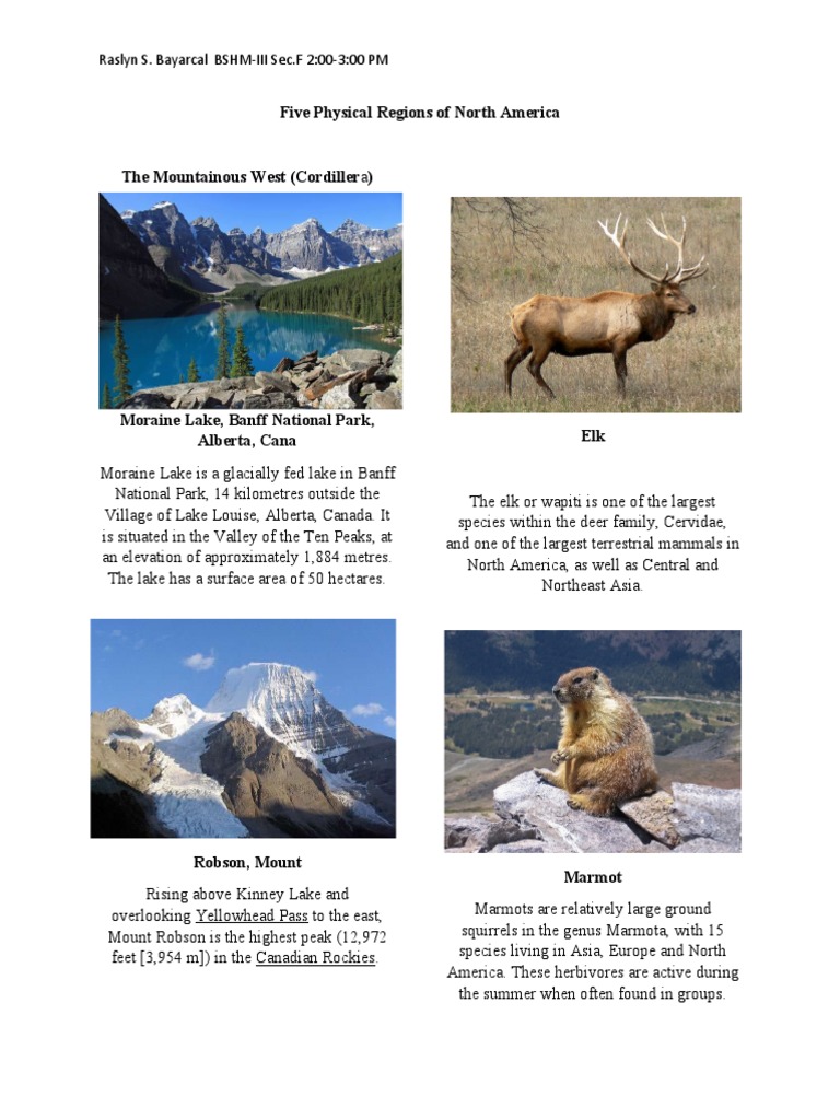 Five Physical Regions Of North America Pdf Elk Nature