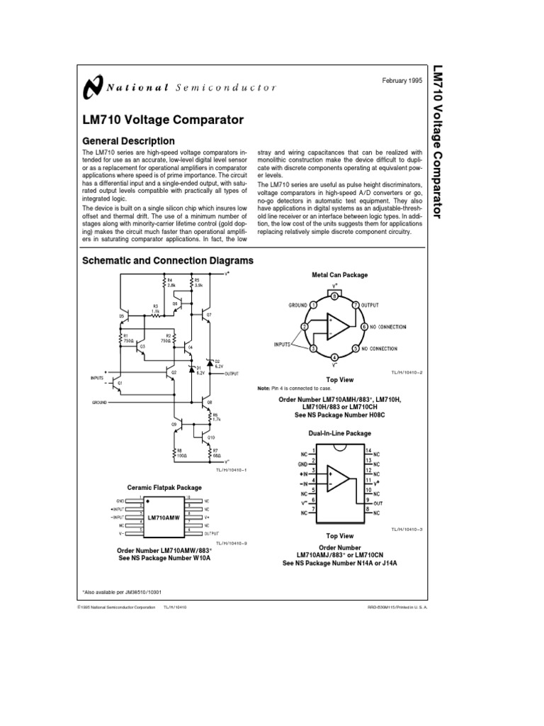 LM710 Voltage Comparator Overview | PDF | Electronic Circuits ...