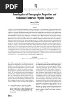 Investigation of Demographic Properties and Motivation Factors of Physics Teachers