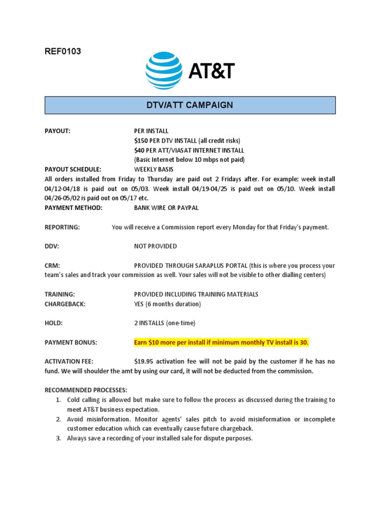 Sales Agents: DTV/ATT Campaign | PDF | Business | Finance & Money ...