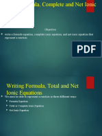 Objective: Write A Formula Equation, Complete Ionic Equation, and Net Ionic Equation That Represent A Reaction