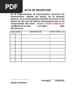 Modelo acta de recepción