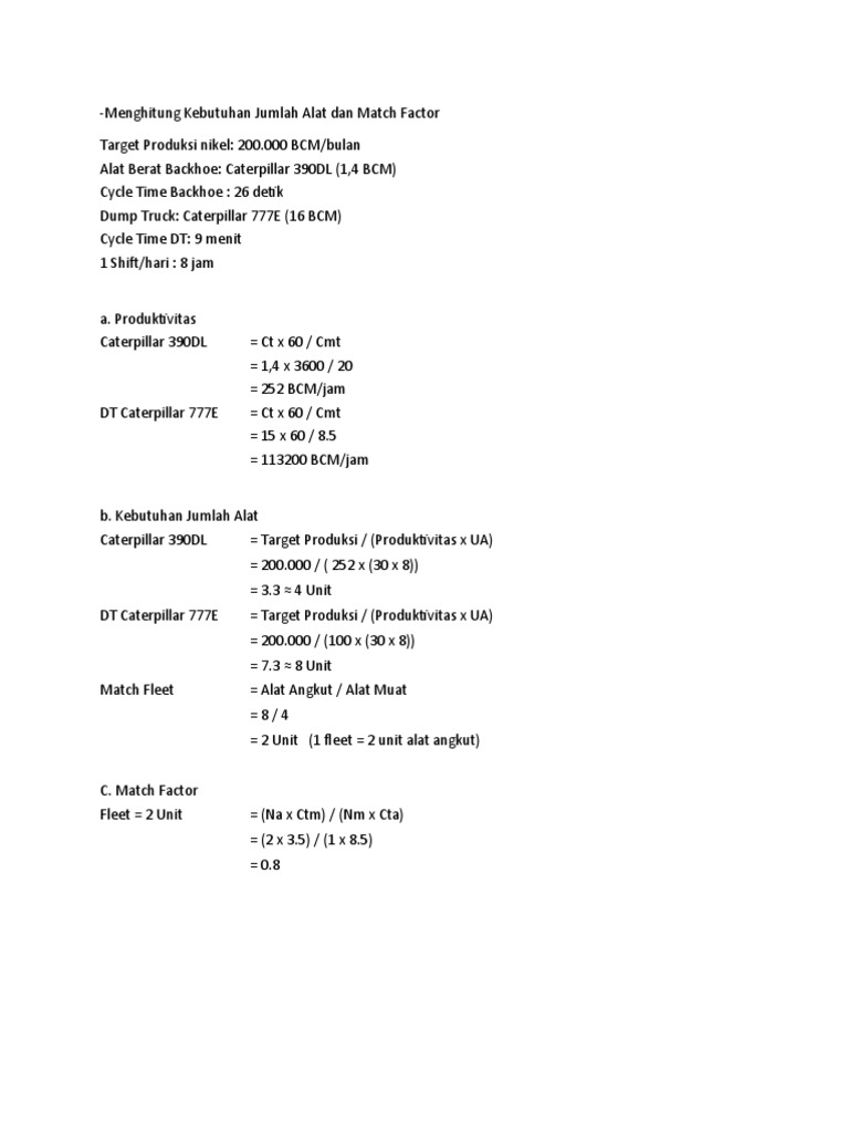 Jumlah Alat Dan Match Factor | PDF | Komputer | Teknologi & Rekayasa