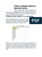 Cómo Quitar o Poner Ceros A La Izquierda en Excel