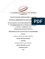 Estilos de Vida Factores Biosocioculturales, Universitarios Carbajal Regalado Nery Cristina