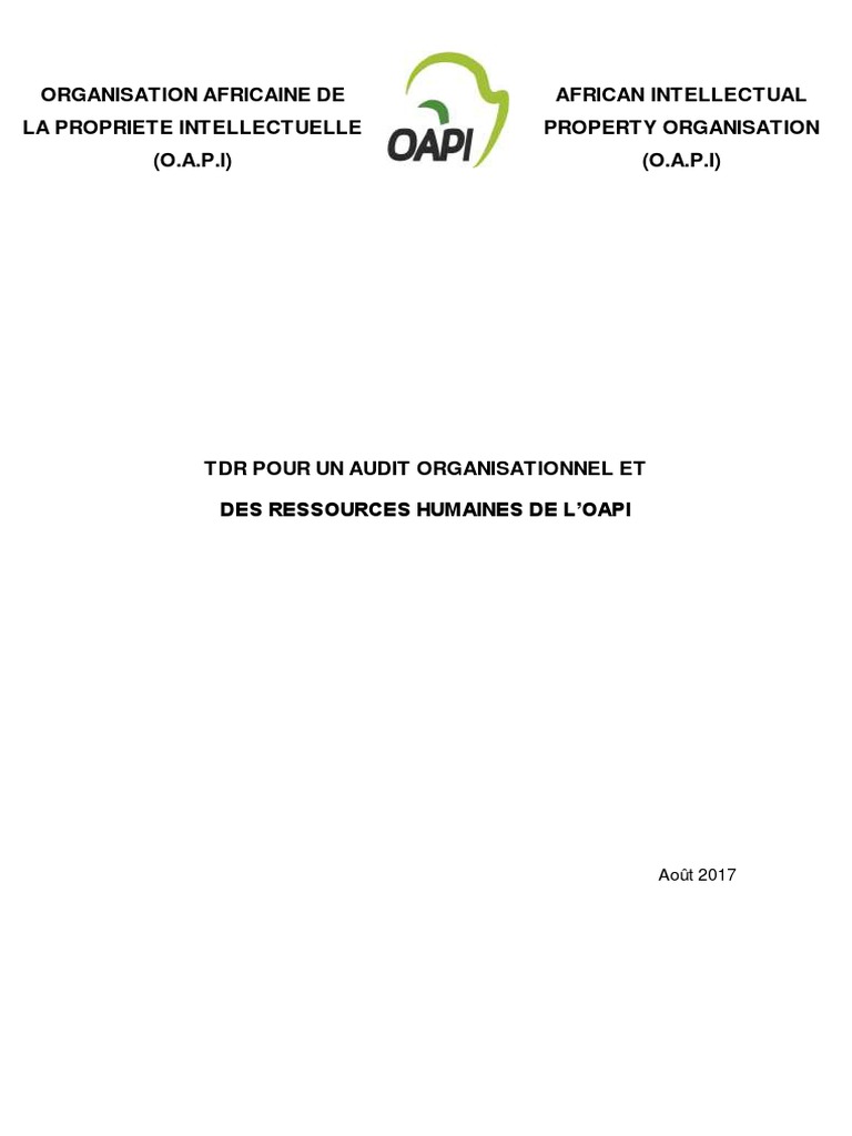 Audit Organisationnel et RH de l'OAPI | PDF | Gestion des ressources ...