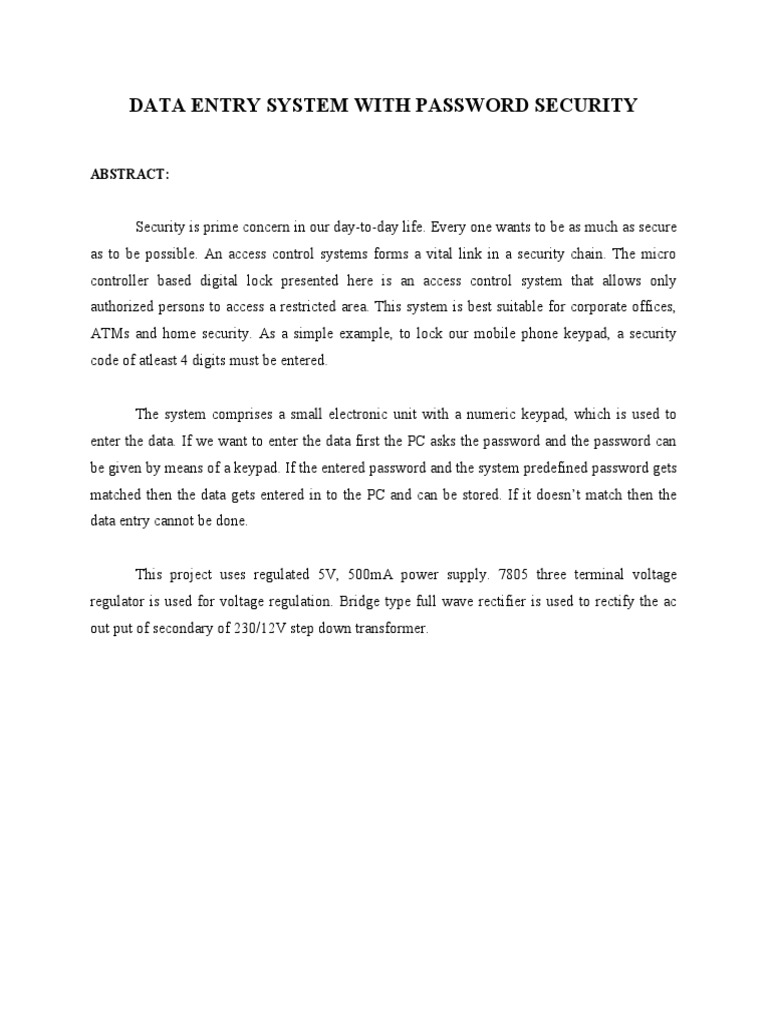 Data Entry System With Password Security | PDF