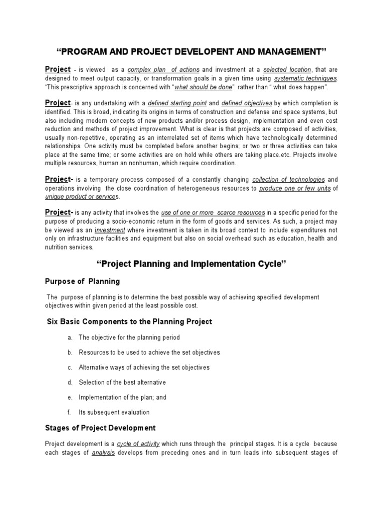 Project Development and Management Guide | PDF | Feasibility Study | Design