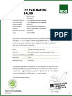Certificado de Evaluacion Laboral de Salud: Folio: 0002894261
