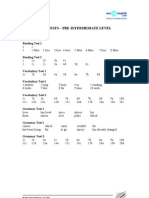 End of Book Tests - Pre-Intermediate Level Answer Key: Reading Test 1