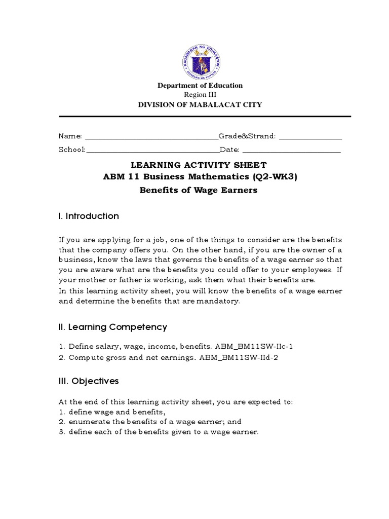 abm11-bussmath-q2-wk3-benefits-of-wage-earners-pdf-employment-salary