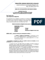 Modelo Demanda de Obligación de Dar Suma de Dinero - Autor José María Pacori Cari