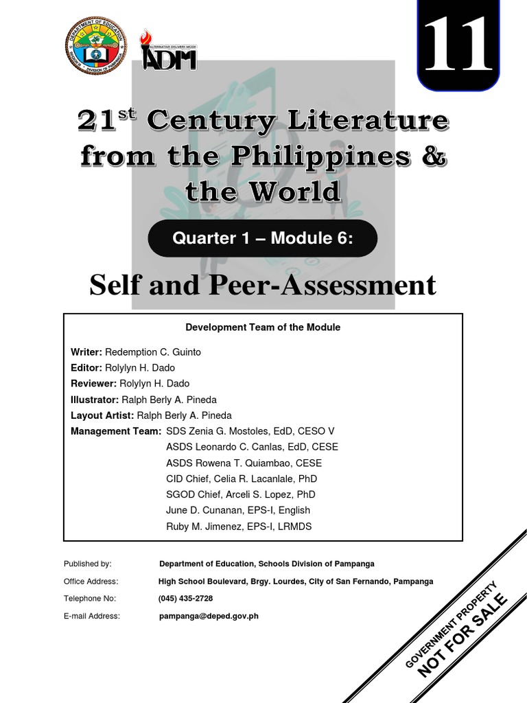 Self and Peer Assessment in Literature | PDF | Rubric (Academic ...