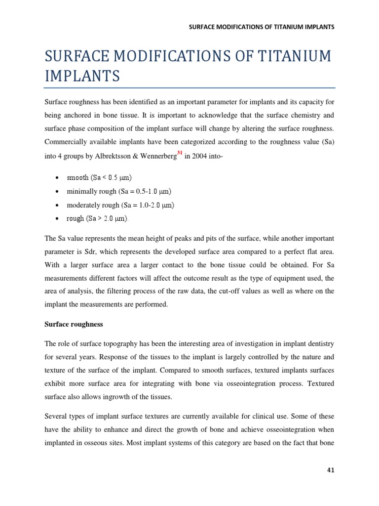 Surface Modifications And Their Effects On Titanium Dental Implants – HQZC