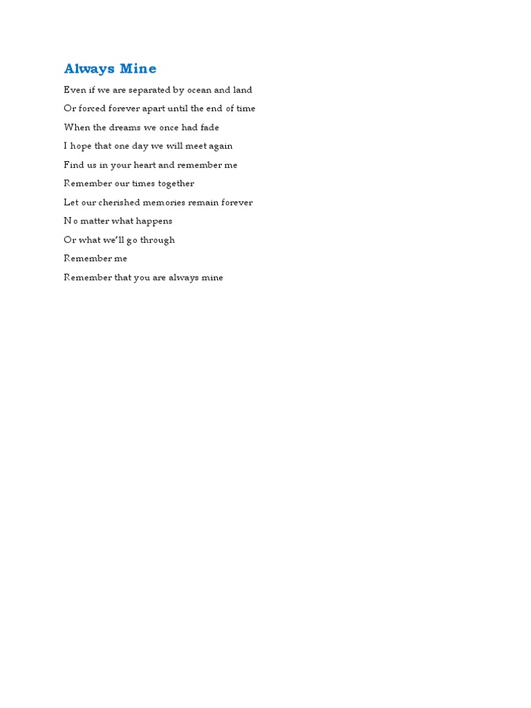 Always Mine | PDF | Poetry